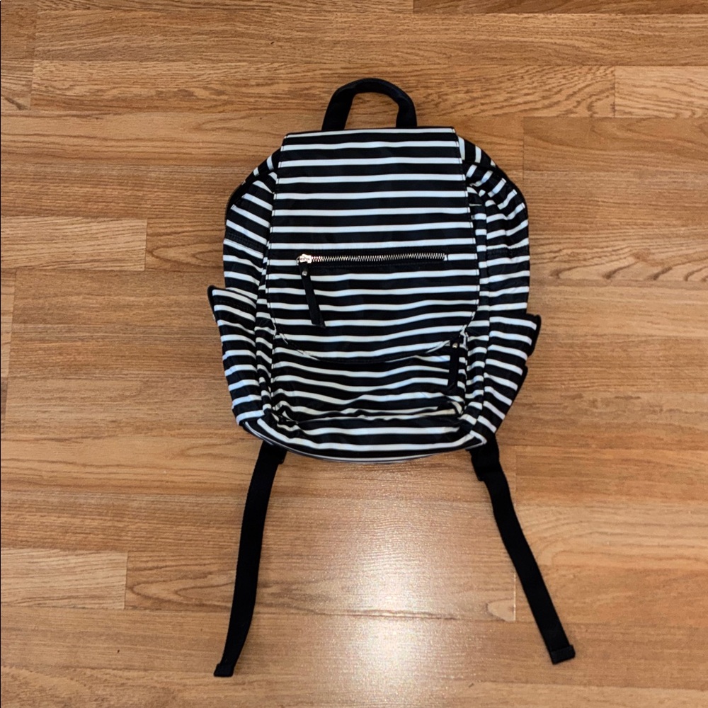 Striped Black and White Backpack